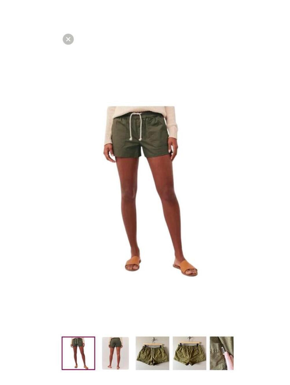 Pact Women's Olive Green Woven Organic Cotton Drawstring Shorts Size Small